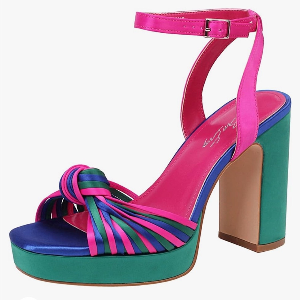 Strap platform chunky high heel bowknot
